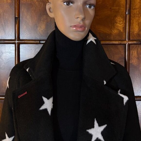 NWOT Avec Les Filles Black White Star Long Coat - Picture 9 of 13